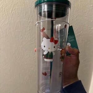 Starbucks Hello Kitty Clear Tumbler with Green Lid